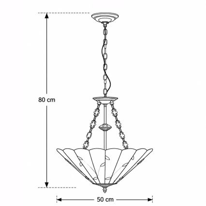 Brilagi - Πολυέλαιος Tiffany με βιτρό σε αλυσίδα FOLIA 3xE27/60W/230V Ø 50 εκ.