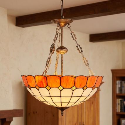 Brilagi - Πολυέλαιος Tiffany με βιτρό σε αλυσίδα SIENNA 3xE27/60W/230V Ø 50 cm