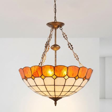 Brilagi - Πολυέλαιος Tiffany με βιτρό σε αλυσίδα SIENNA 3xE27/60W/230V Ø 50 cm