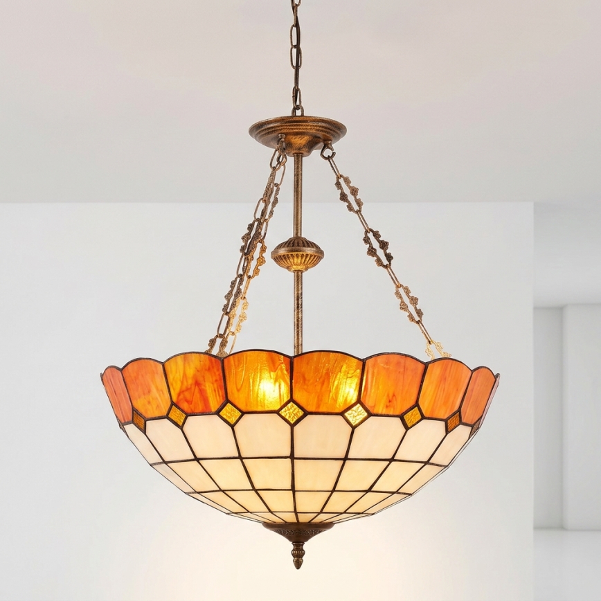 Brilagi - Πολυέλαιος Tiffany με βιτρό σε αλυσίδα SIENNA 3xE27/60W/230V Ø 50 cm