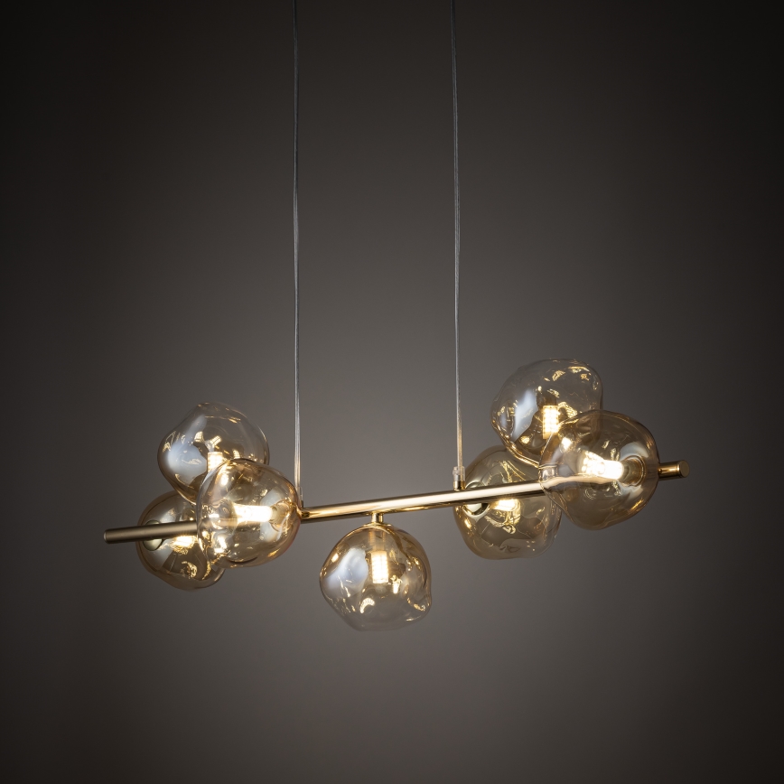 Brilagi - Πολυέλαιος VULCANO με ανάρτηση σε καλώδιο, 7xG9/8W/230V, χρυσό/καπνιστό μπεζ