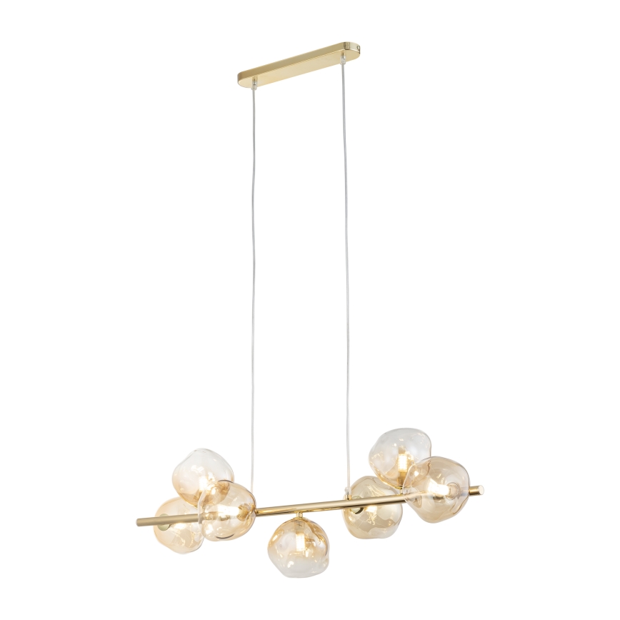 Brilagi - Πολυέλαιος VULCANO με ανάρτηση σε καλώδιο, 7xG9/8W/230V, χρυσό/καπνιστό μπεζ