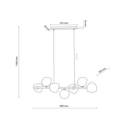 Brilagi - Πολυέλαιος VULCANO με ανάρτηση σε καλώδιο, 7xG9/8W/230V, χρυσό/καπνιστό μπεζ