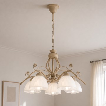 Brilagi - Πολυέλαιος με αλυσίδα ANTICO MODERN 5xE27/60W/230V μπεζ