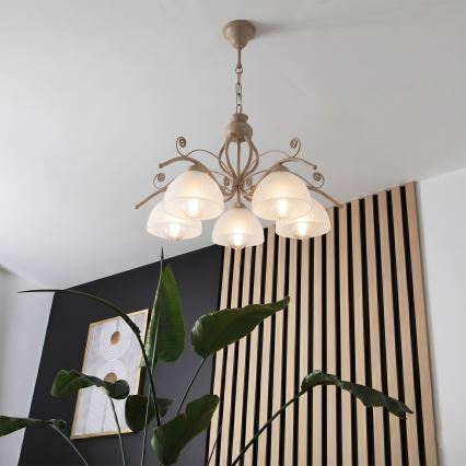 Brilagi - Πολυέλαιος με αλυσίδα ANTICO MODERN 5xE27/60W/230V μπεζ