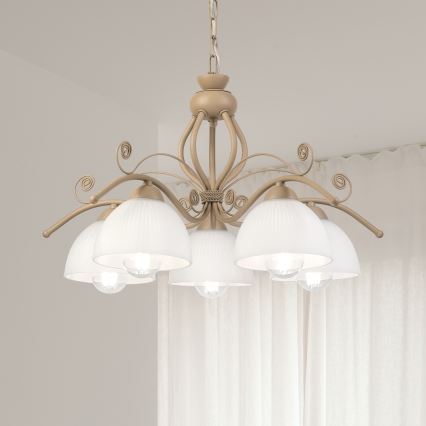 Brilagi - Πολυέλαιος με αλυσίδα ANTICO MODERN 5xE27/60W/230V μπεζ