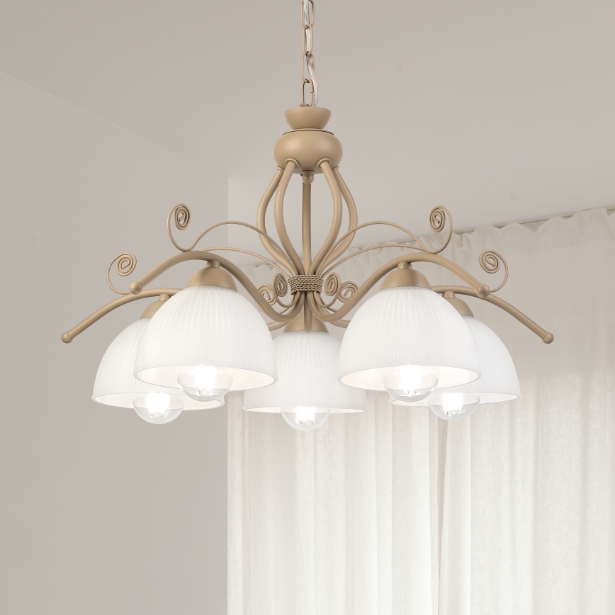 Brilagi - Πολυέλαιος με αλυσίδα ANTICO MODERN 5xE27/60W/230V μπεζ