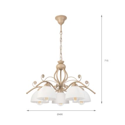 Brilagi - Πολυέλαιος με αλυσίδα ANTICO MODERN 5xE27/60W/230V μπεζ