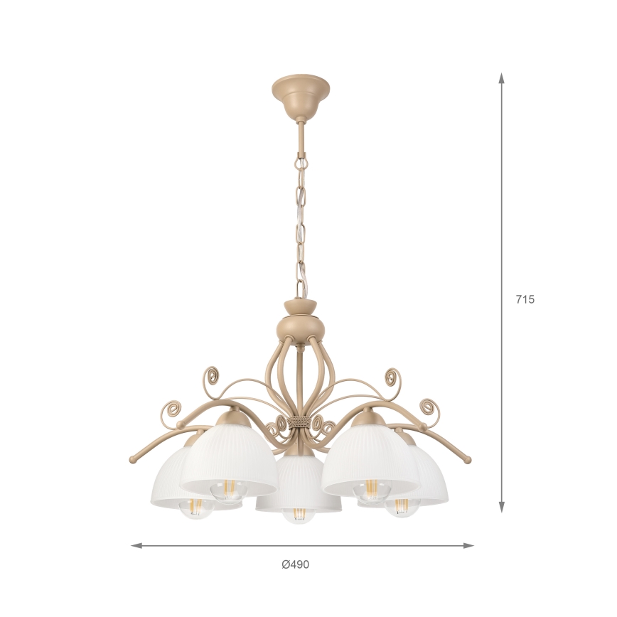 Brilagi - Πολυέλαιος με αλυσίδα ANTICO MODERN 5xE27/60W/230V μπεζ