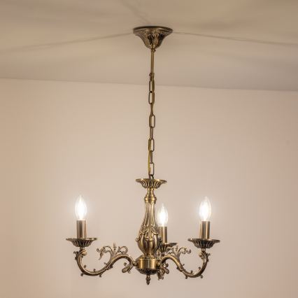 BRILAGI - Πολυέλαιος με αλυσίδα CLASSIC 3xE14/10W/230V από ορείχαλκο