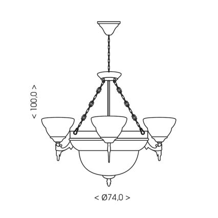 Brilagi - Πολυέλαιος με αλυσίδα DAHLIA 6xE27/40W/230V Ø 74 cm ορείχαλκος