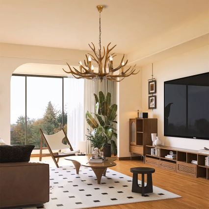 Brilagi - Πολυέλαιος με αλυσίδα DEER 6xE14/10W/230V Ø 102 cm σε σχήμα κέρατων