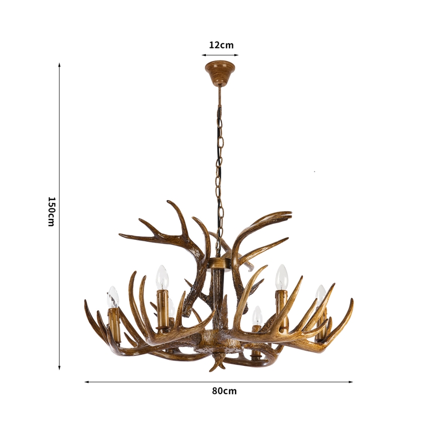 BRILAGI - Πολυέλαιος με αλυσίδα DEER 6xE14/10W/230V διάμ. 80 cm ελαφίσια κέρατα