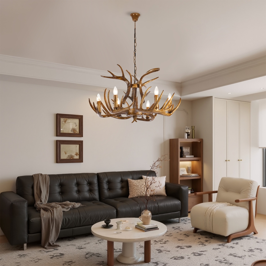 Brilagi - Πολυέλαιος με αλυσίδα DEER 6xE14/10W/230V, διάμ. 80 εκ., με σχέδιο κεράτων