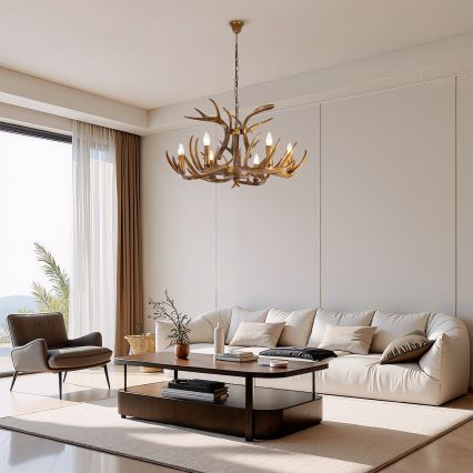 Brilagi - Πολυέλαιος με αλυσίδα DEER 6xE14/10W/230V, διάμ. 80 εκ., με σχέδιο κεράτων