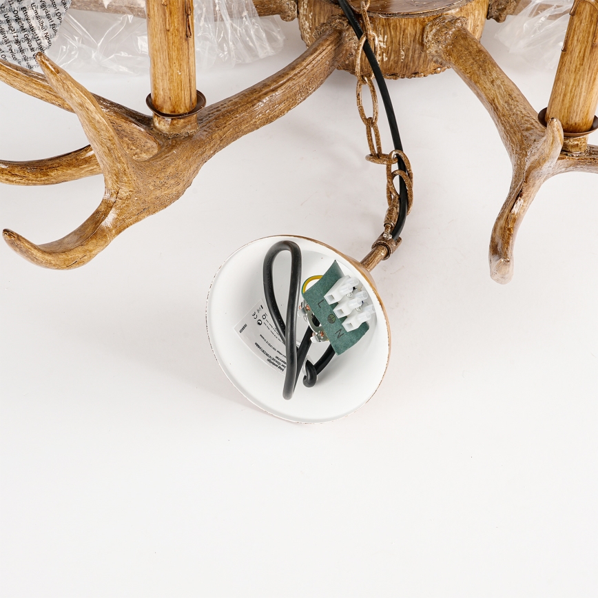 Brilagi - Πολυέλαιος με αλυσίδα DEER 6xE14/10W/230V, διάμ. 80 εκ., με σχέδιο κεράτων