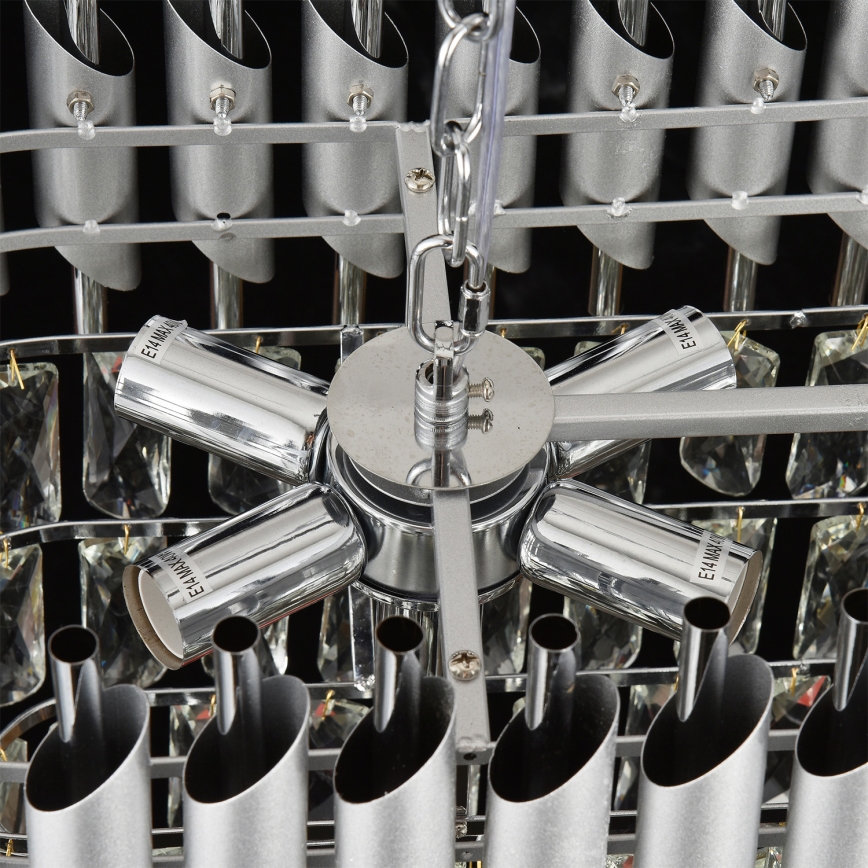 Brilagi - Πολυέλαιος με αλυσίδα ECLIPSE 10xE14/10W/230V 78x28 εκ. ασημί