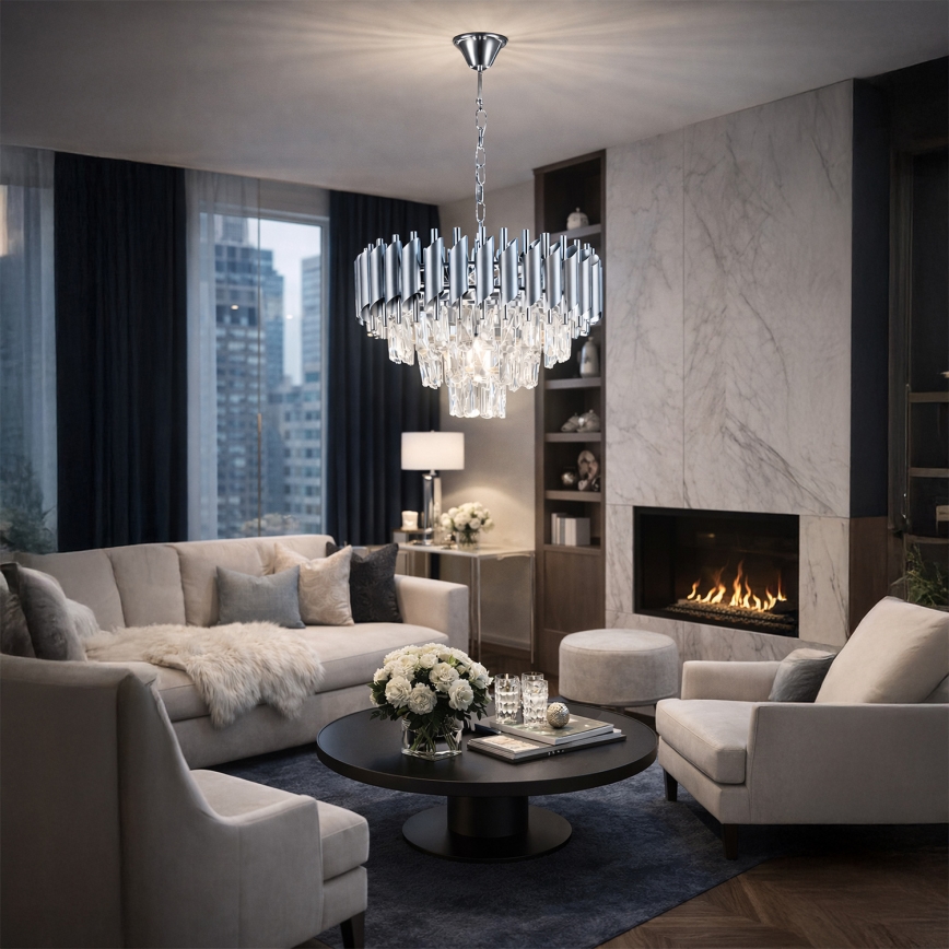 Brilagi - Πολυέλαιος με αλυσίδα ECLIPSE 5xE14/10W/230V Ø 38 cm ασημί