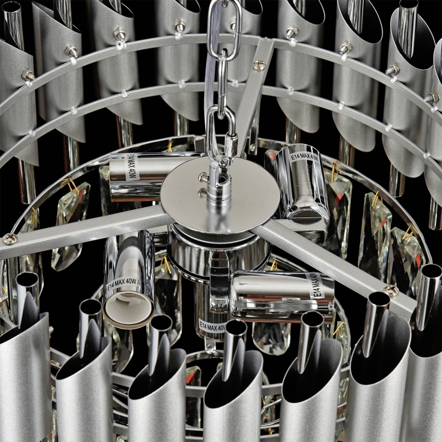 Brilagi - Πολυέλαιος με αλυσίδα ECLIPSE 5xE14/10W/230V Ø 38 cm ασημί