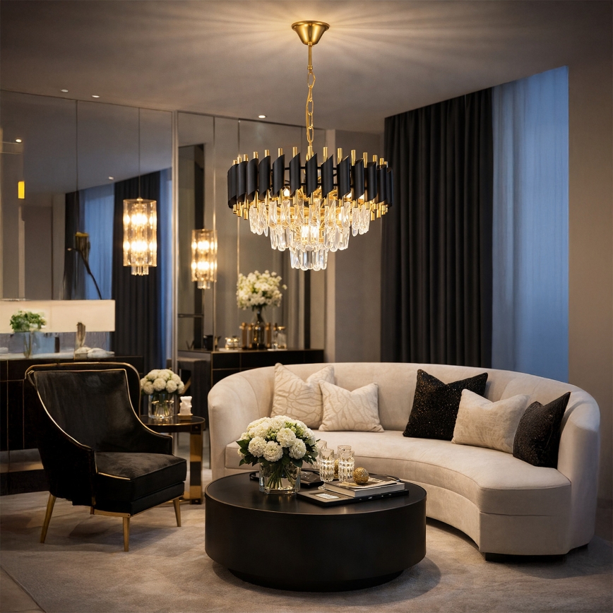 Brilagi - Πολυέλαιος με αλυσίδα ECLIPSE 5xE14/10W/230V διάμ. 38 cm μαύρο/χρυσό