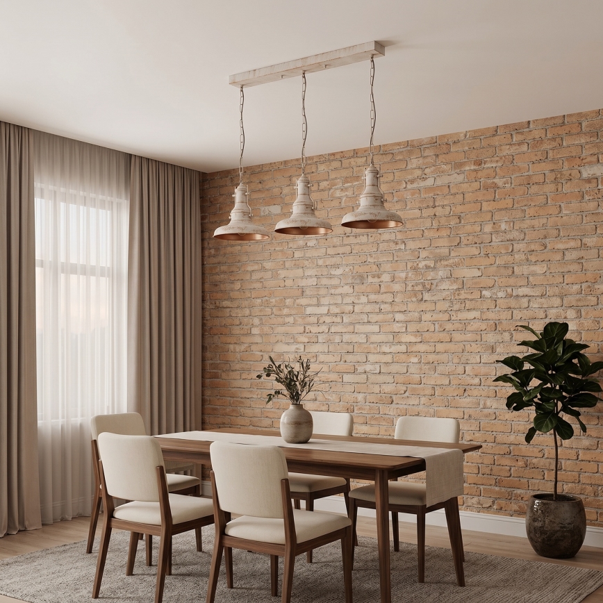 Brilagi - Πολυέλαιος με αλυσίδα PYRONIC 3xE27/40W/230V κρεμ/πατίνα