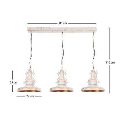 Brilagi - Πολυέλαιος με αλυσίδα PYRONIC 3xE27/40W/230V κρεμ/πατίνα