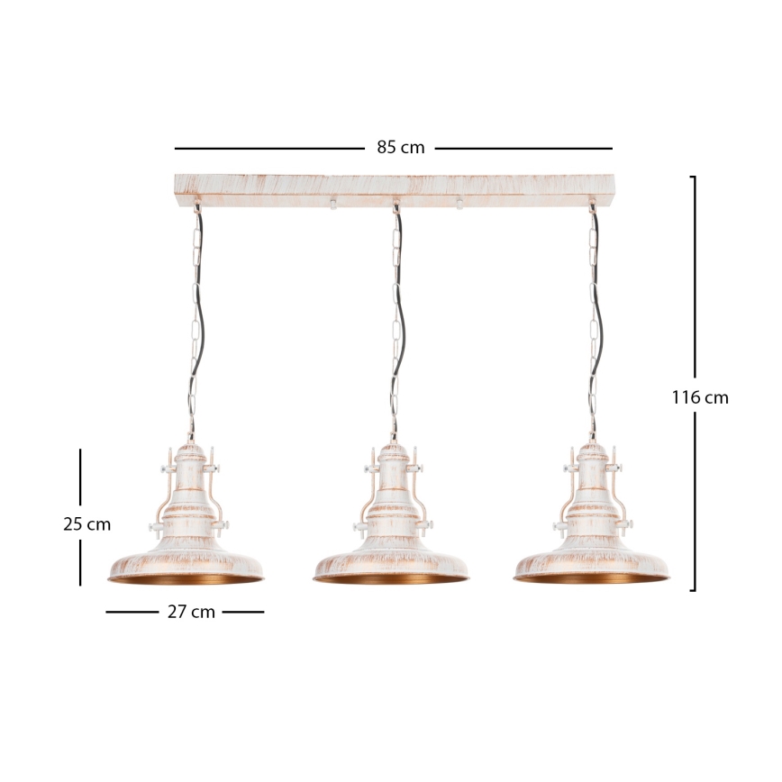Brilagi - Πολυέλαιος με αλυσίδα PYRONIC 3xE27/40W/230V κρεμ/πατίνα