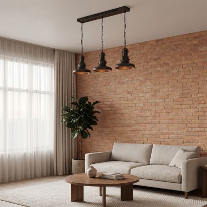Brilagi - Πολυέλαιος με αλυσίδα PYRONIC 3xE27/40W/230V μπρονζέ/πατίνα