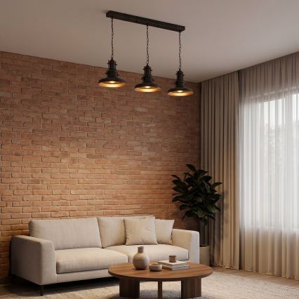 Brilagi - Πολυέλαιος με αλυσίδα PYRONIC 3xE27/40W/230V μπρονζέ/πατίνα