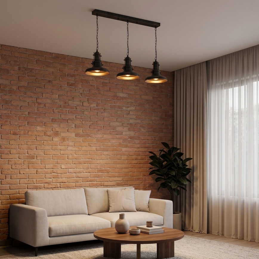 Brilagi - Πολυέλαιος με αλυσίδα PYRONIC 3xE27/40W/230V μπρονζέ/πατίνα