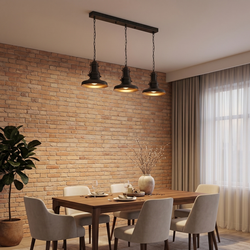 Brilagi - Πολυέλαιος με αλυσίδα PYRONIC 3xE27/40W/230V μπρονζέ/πατίνα
