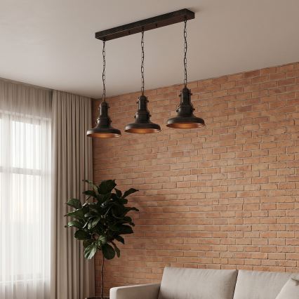 Brilagi - Πολυέλαιος με αλυσίδα PYRONIC 3xE27/40W/230V μπρονζέ/πατίνα