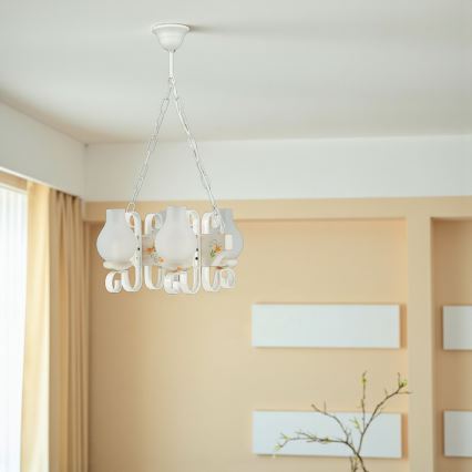 Brilagi - Πολυέλαιος με αλυσίδα QUEEN 4xE14/40W/230V οξιά/κρεμ