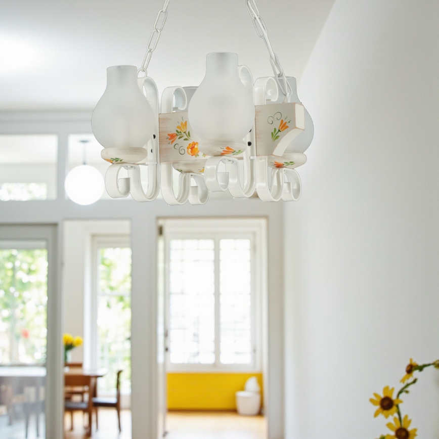 Brilagi - Πολυέλαιος με αλυσίδα QUEEN 4xE14/40W/230V οξιά/κρεμ