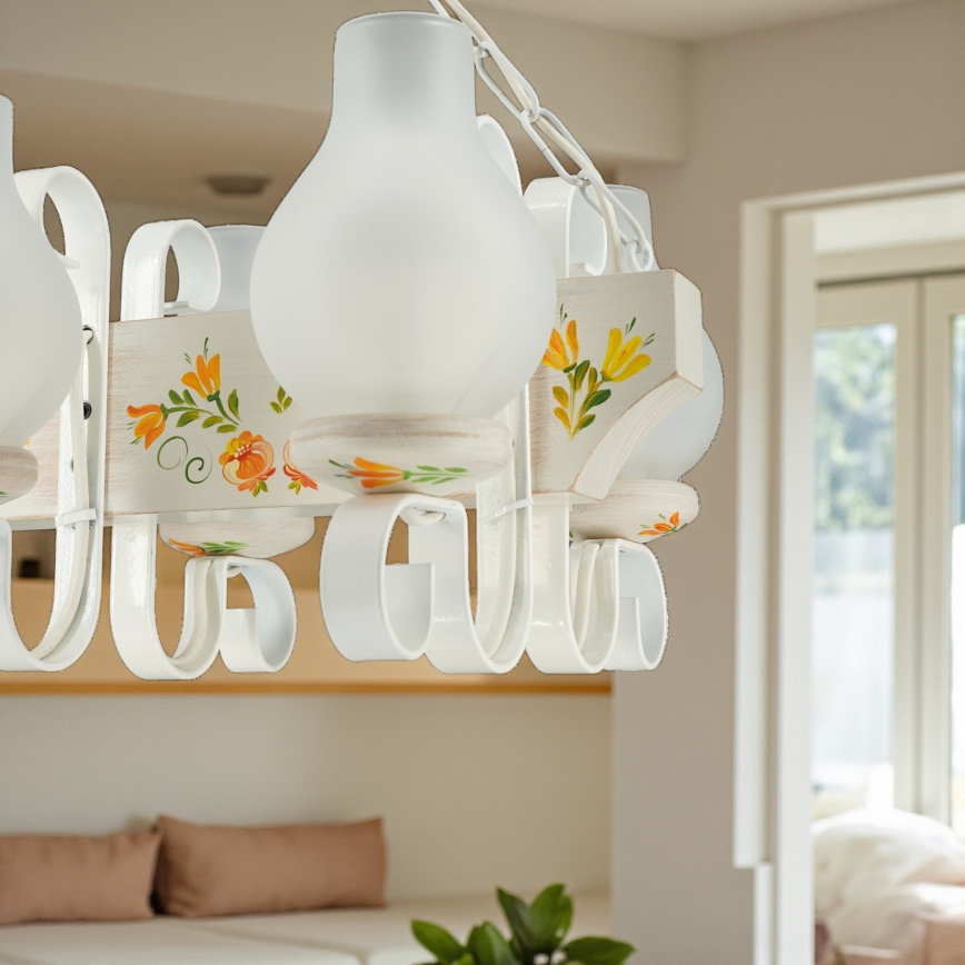 Brilagi - Πολυέλαιος με αλυσίδα QUEEN 4xE14/40W/230V οξιά/κρεμ