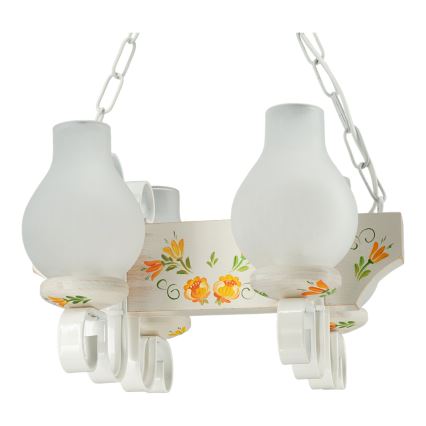 Brilagi - Πολυέλαιος με αλυσίδα QUEEN 4xE14/40W/230V οξιά/κρεμ