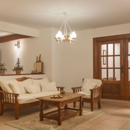 Brilagi - Πολυέλαιος με αλυσίδα QUEEN 4xE14/40W/230V οξιά/κρεμ