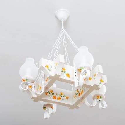 Brilagi - Πολυέλαιος με αλυσίδα QUEEN 4xE14/40W/230V οξιά/κρεμ