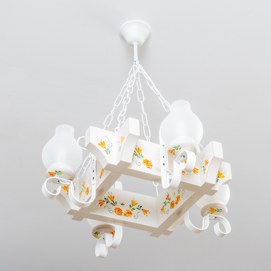 Brilagi - Πολυέλαιος με αλυσίδα QUEEN 4xE14/40W/230V οξιά/κρεμ