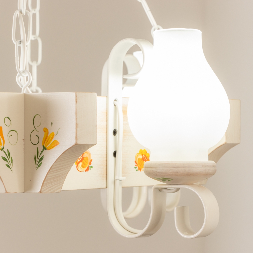 Brilagi - Πολυέλαιος με αλυσίδα QUEEN 4xE14/40W/230V οξιά/κρεμ