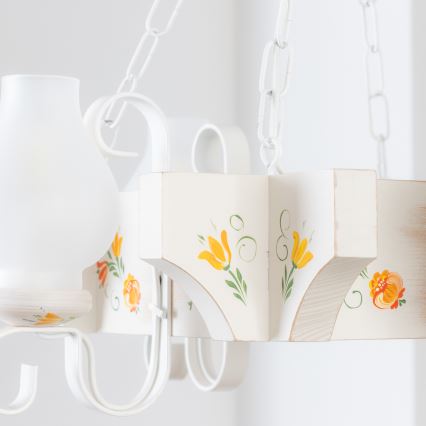 Brilagi - Πολυέλαιος με αλυσίδα QUEEN 4xE14/40W/230V οξιά/κρεμ