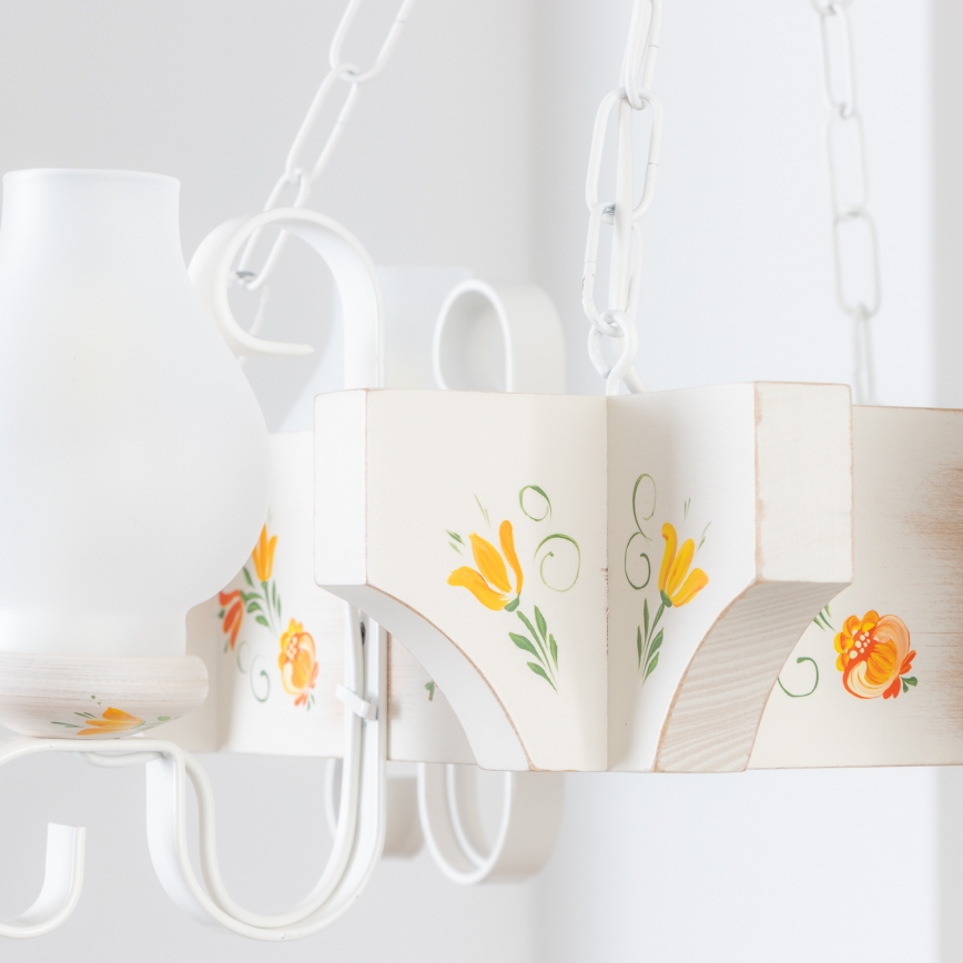 Brilagi - Πολυέλαιος με αλυσίδα QUEEN 4xE14/40W/230V οξιά/κρεμ