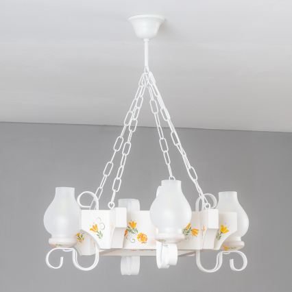 Brilagi - Πολυέλαιος με αλυσίδα QUEEN 4xE14/40W/230V οξιά/κρεμ