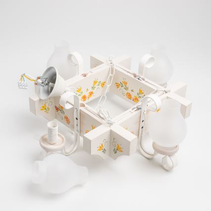 Brilagi - Πολυέλαιος με αλυσίδα QUEEN 4xE14/40W/230V οξιά/κρεμ