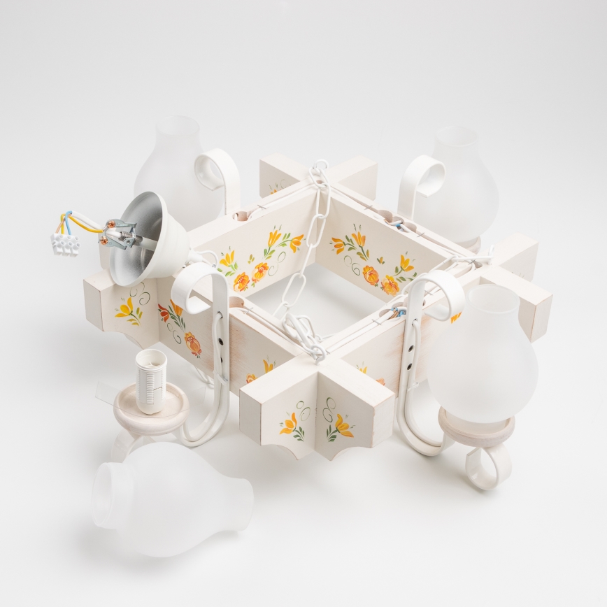 Brilagi - Πολυέλαιος με αλυσίδα QUEEN 4xE14/40W/230V οξιά/κρεμ