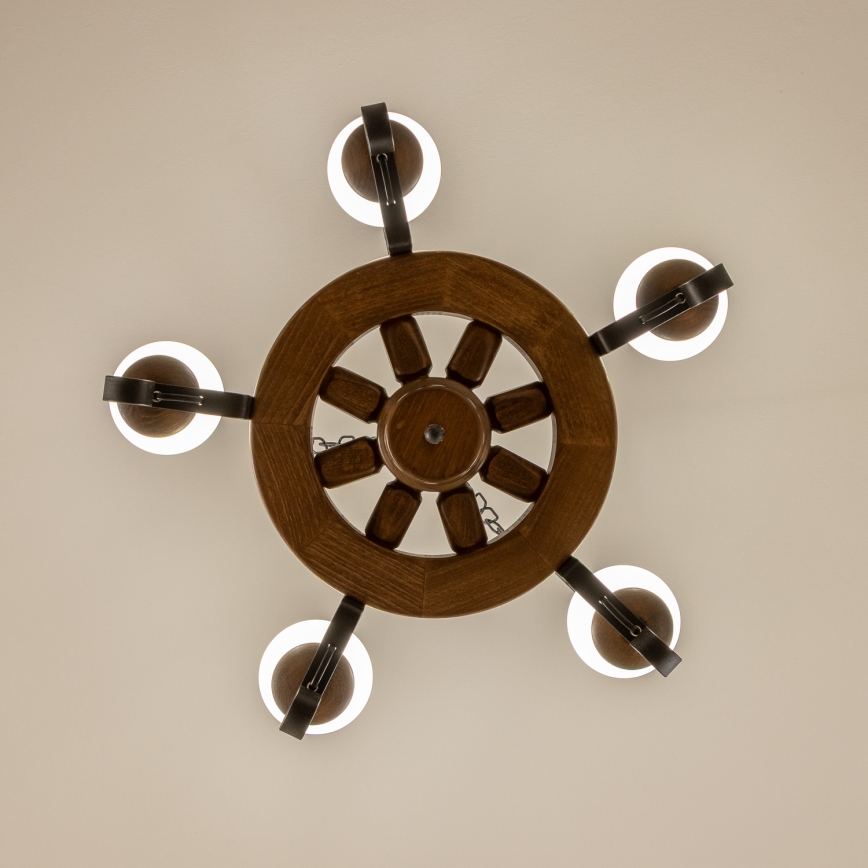 Brilagi - Πολυέλαιος με αλυσίδα ROATA 5xE14/40W/230V διάμετρος 50 cm οξιά/καρυδιά