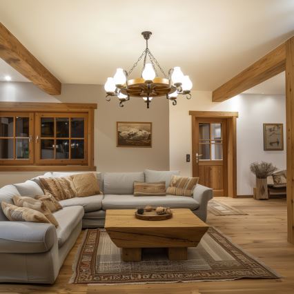 Brilagi - Πολυέλαιος με αλυσίδα ROATA 8xE14/40W/230V Ø 70 εκ. οξιά/καρυδιά