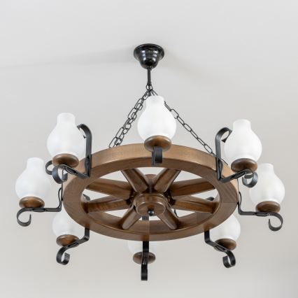 Brilagi - Πολυέλαιος με αλυσίδα ROATA 8xE14/40W/230V Ø 70 εκ. οξιά/καρυδιά