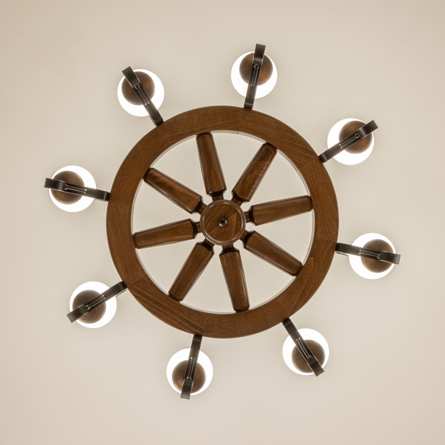 Brilagi - Πολυέλαιος με αλυσίδα ROATA 8xE14/40W/230V Ø 70 εκ. οξιά/καρυδιά