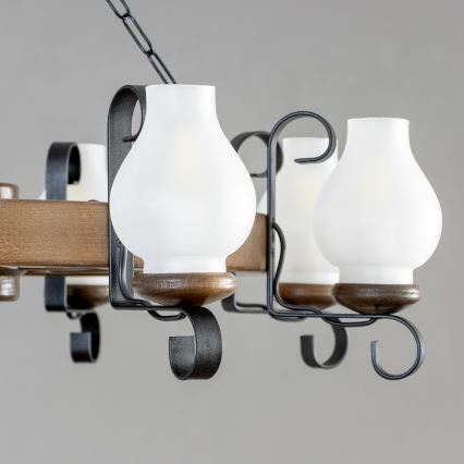 Brilagi - Πολυέλαιος με αλυσίδα ROATA 8xE14/40W/230V Ø 70 εκ. οξιά/καρυδιά